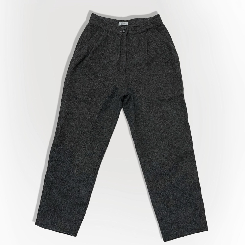 Vintage Pleated Grey Wool Trousers